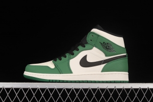 Air Jordan 1 Mid refreshing green toe middle upper basketball shoes 852542-301