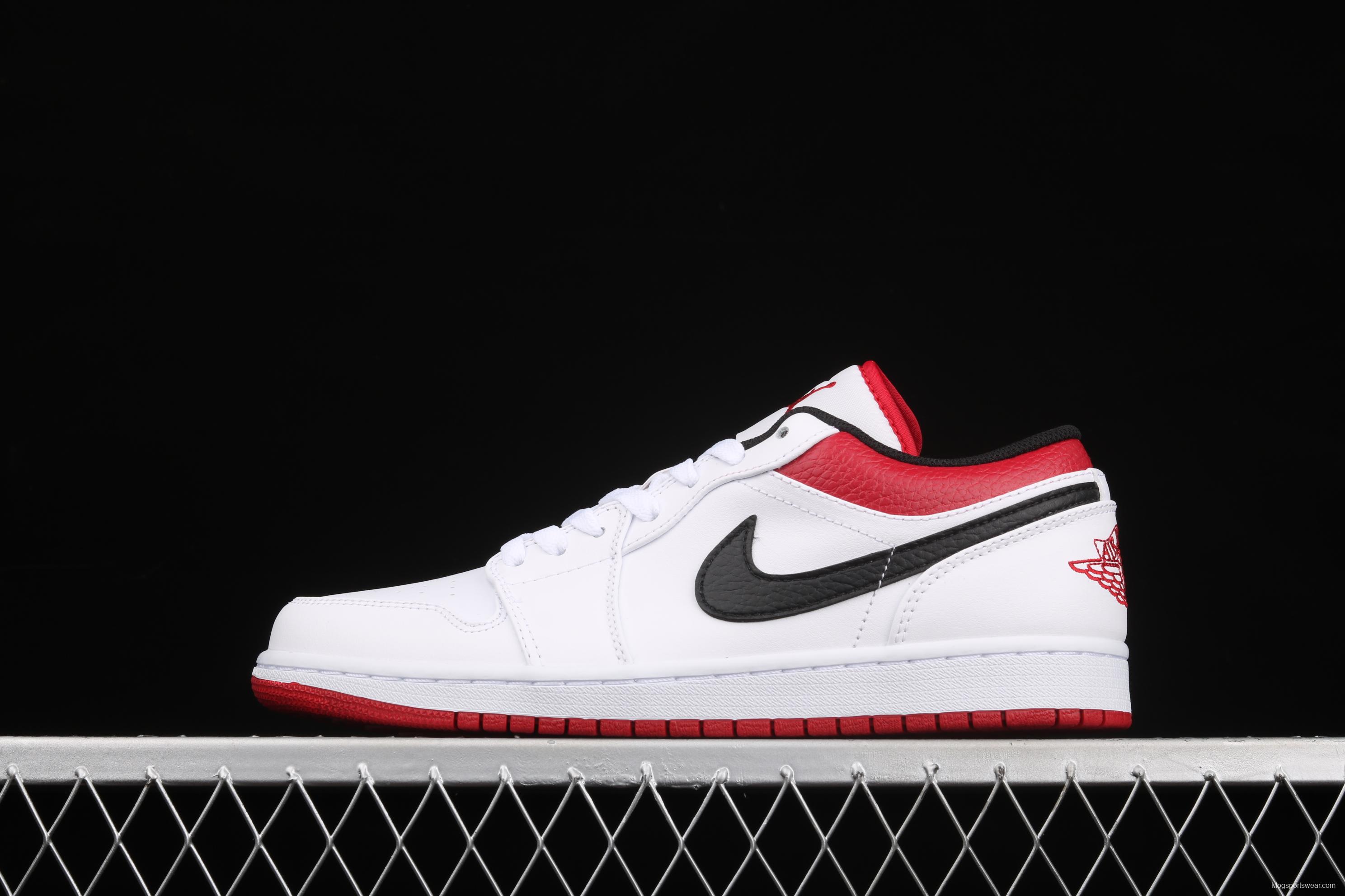 Air Jordan 1 Low white, black and red culture leisure sports shoes 553558-118