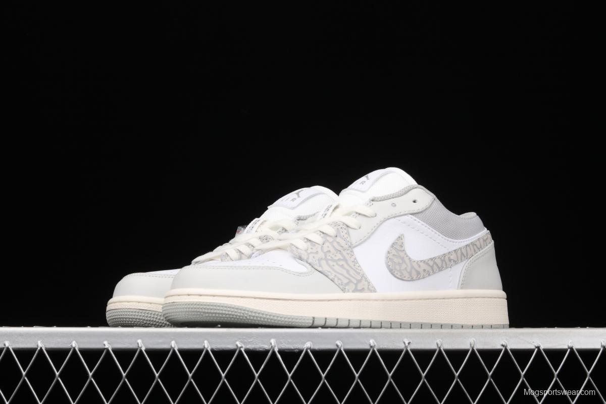 Air Jordan 1 Low Prm Elephant Print low side white ash explosion crack DH4269-100