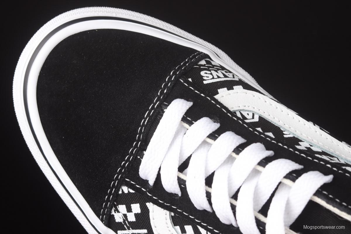 Vans Old Skool black checkerboard side printed striped letter low upper board shoes VN0A4U3BTEZ