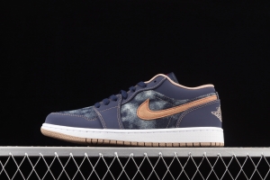 Air Jordan 1 Low dark blue denim low side culture leisure sports shoes DH1259-400