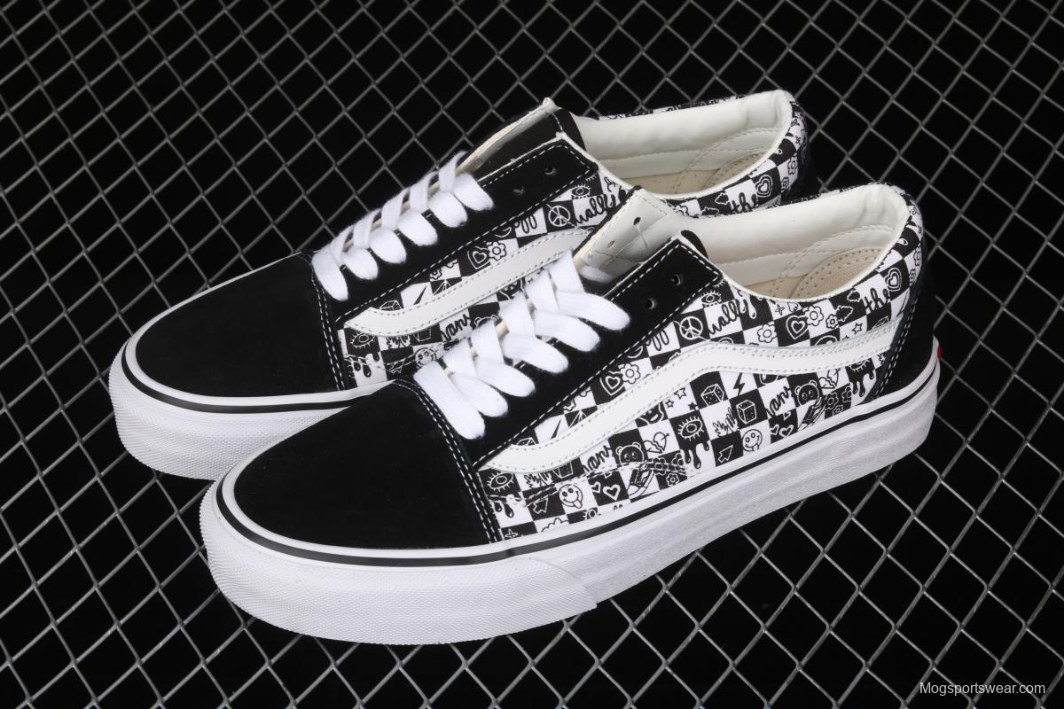 Vans Old Skool Vance black and white graffiti printed low upper canvas board shoes VN000D3HY28