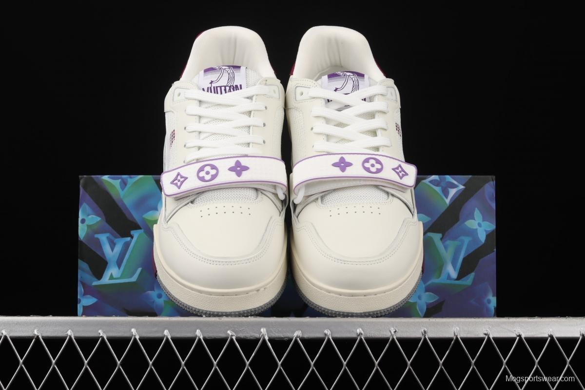 Authentic LV 2021ss early spring fashion catwalk sneakers 400N 51White Purple