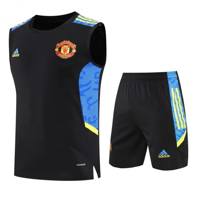 22/23 Manchester United Pre-Training Jersey Black+bule Vest