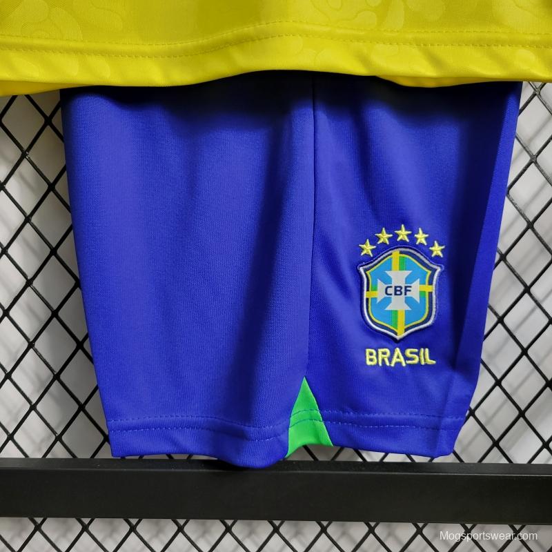 2022 Brazil Home Kids Size 16-28 Soccer Jersey