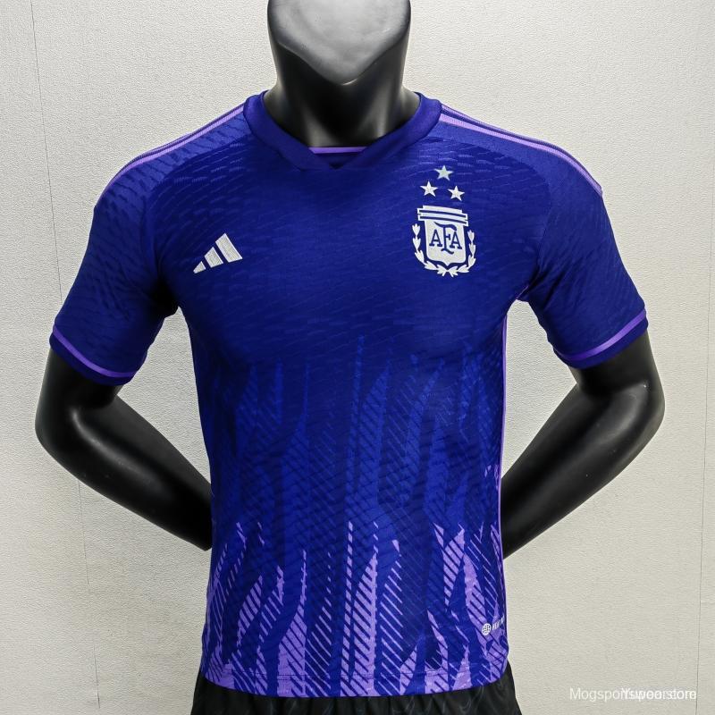 Player Version 3 Stars  Argentina Away Jersey