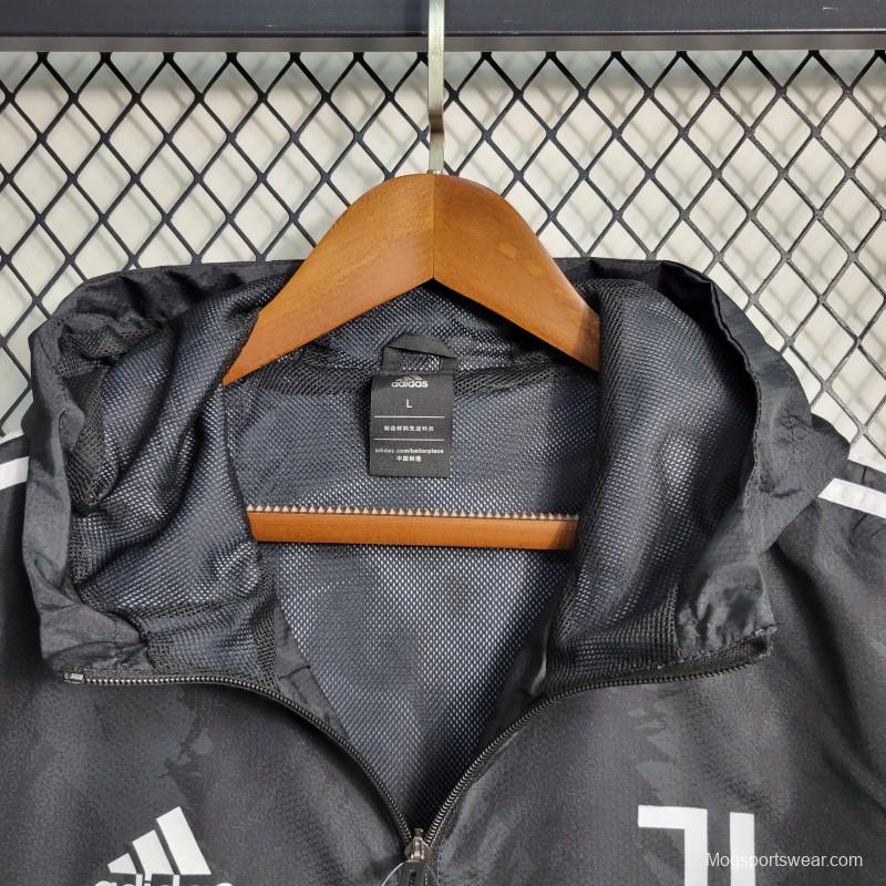 23-24 Juventus Black Windbreaker