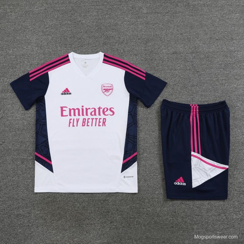 23-24 Arsenal White/Navy Short Sleeve+Shorts