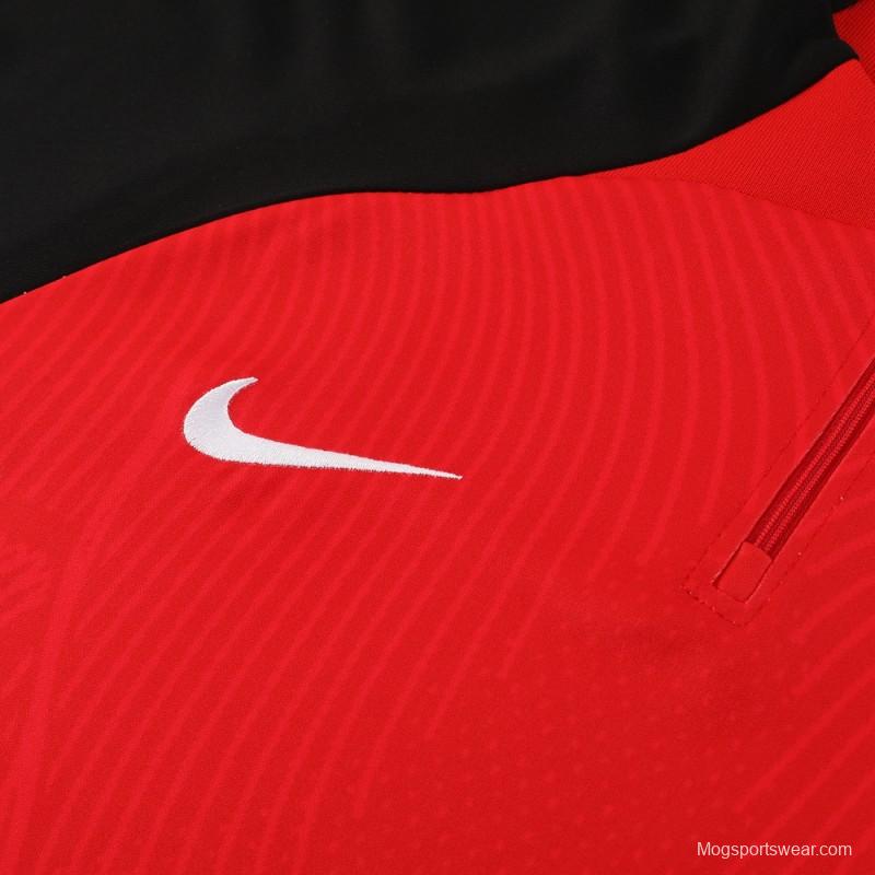 2024 Nike Red/Black Half Zipper Jacket+Pants