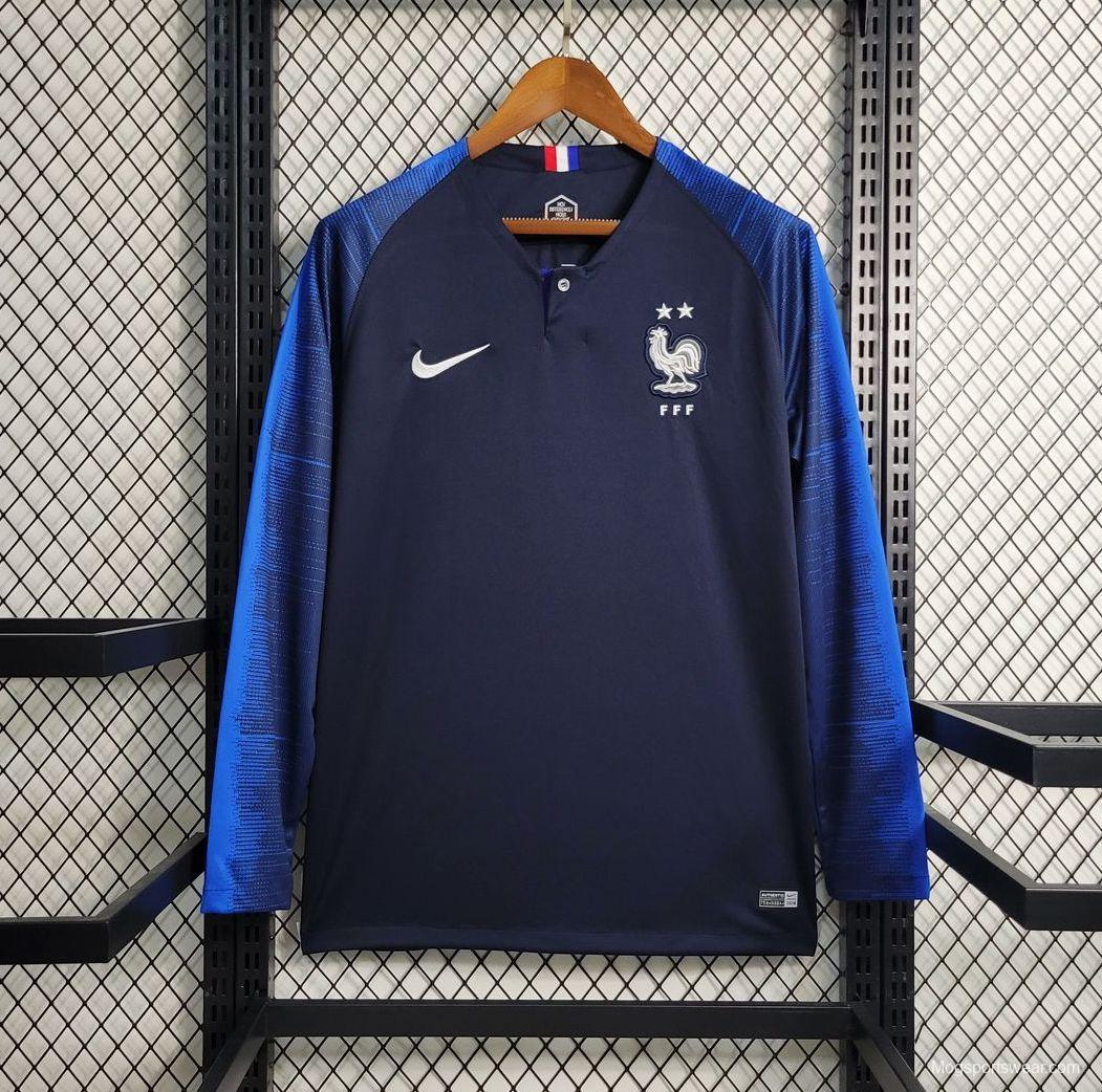 Retro 2018 France Home Long Sleeve Jersey